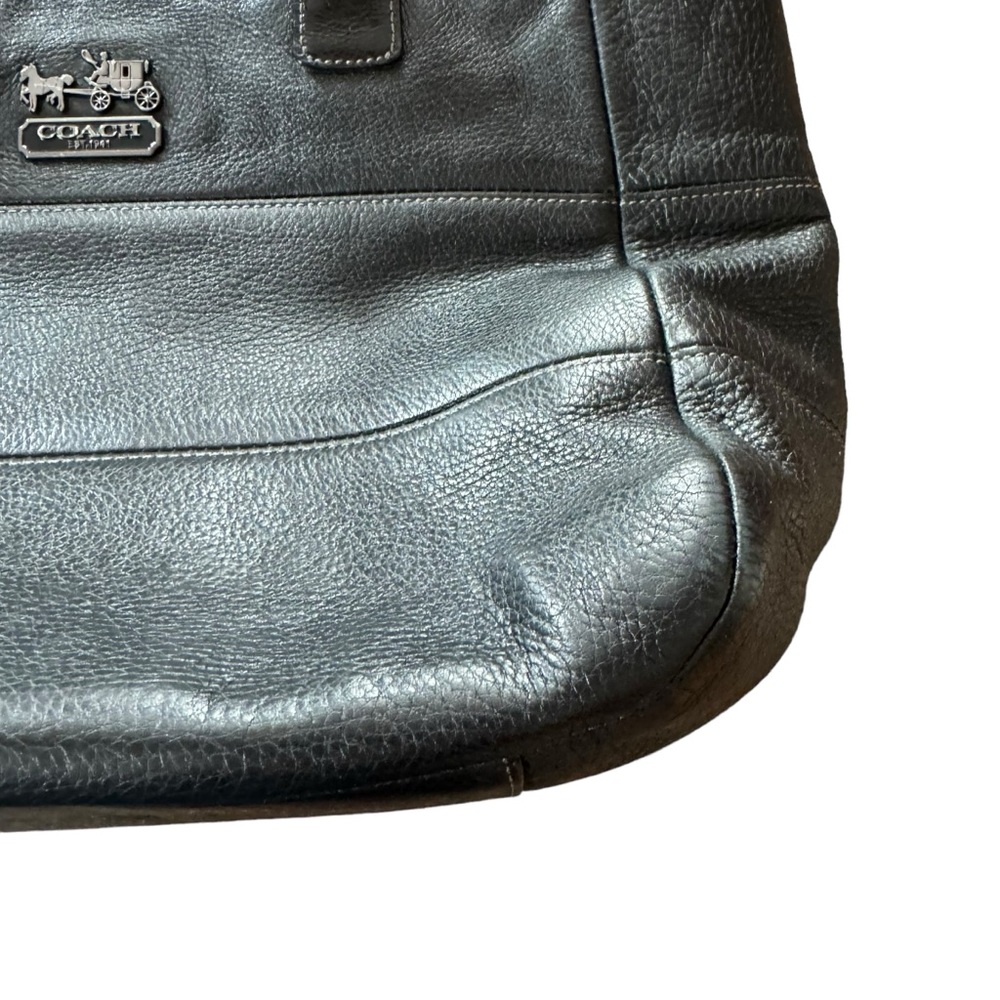 Coach Black Pebbled Leather Madison Tribeca East West Bag Chain/Leather Handles - Picture 9 of 15